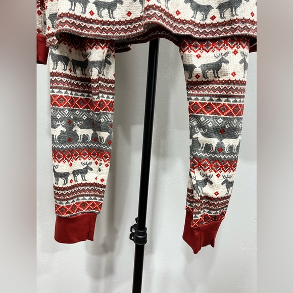 NWT Unisex Adult Matching Family Thermal Reindeer Fairisle Cotton Pajamas - Picture 9 of 9